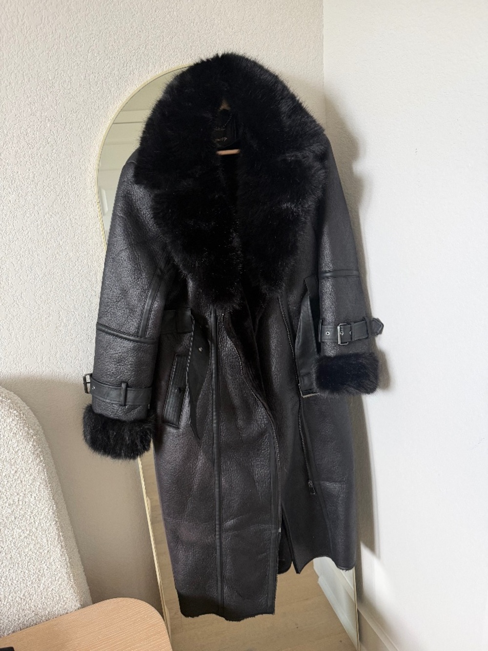 River Island Studio x Somewhere Two Faux Shearling Aviator Coat